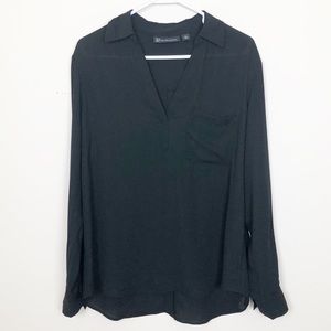 NY AND CO Black Button-Back Blouse